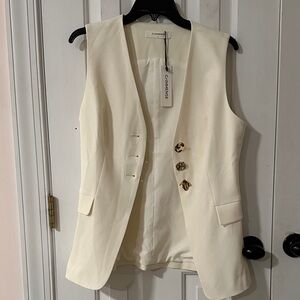 Commense Women's Ivory Vest with Gold Buttons Size Large L